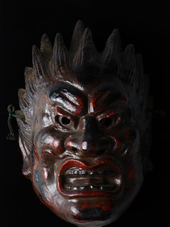 Old Vintage Plaster Buddhism Mask Plaque -Basarah Warrior- Showa Product Tsushima