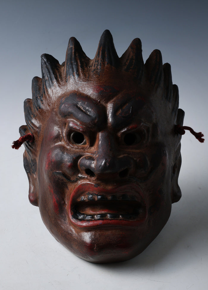 Old Vintage Plaster Buddhism Mask Plaque -Basarah Warrior- Showa Product Tsushima