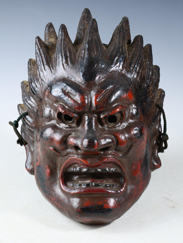 Old Vintage Plaster Buddhism Mask Plaque -Basarah Warrior- Showa Product Tsushima