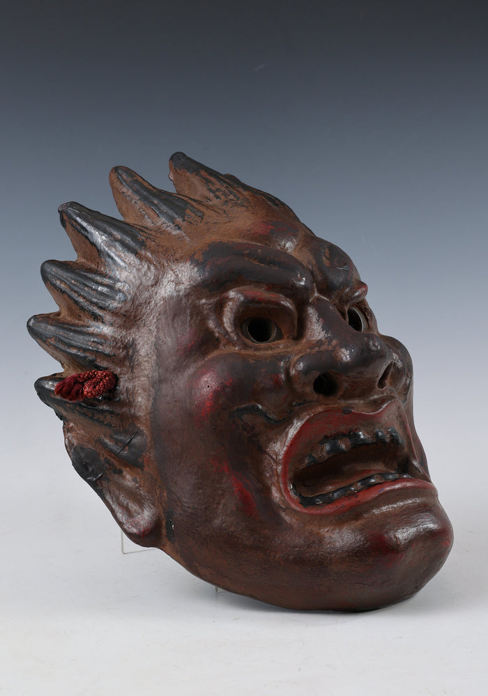 Old Vintage Plaster Buddhism Mask Plaque -Basarah Warrior- Showa Product Tsushima