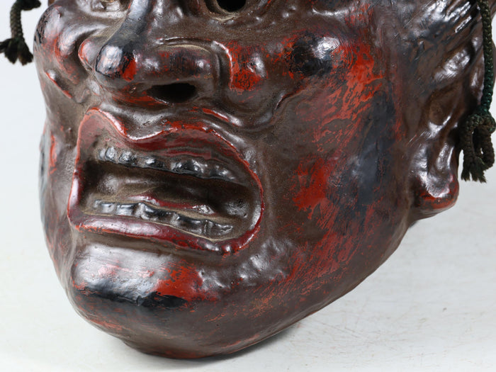 Old Vintage Plaster Buddhism Mask Plaque -Basarah Warrior- Showa Product Tsushima
