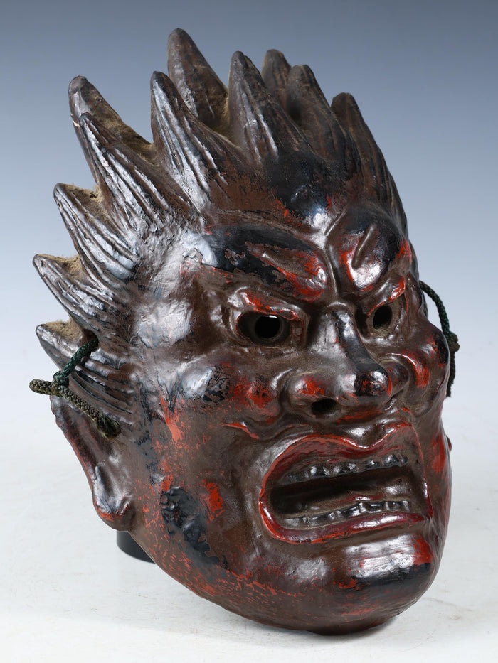 Old Vintage Plaster Buddhism Mask Plaque -Basarah Warrior- Showa Product Tsushima