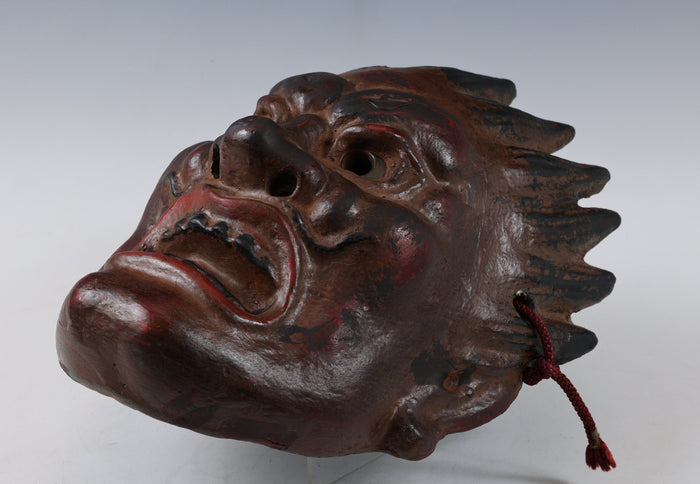 Old Vintage Plaster Buddhism Mask Plaque -Basarah Warrior- Showa Product Tsushima