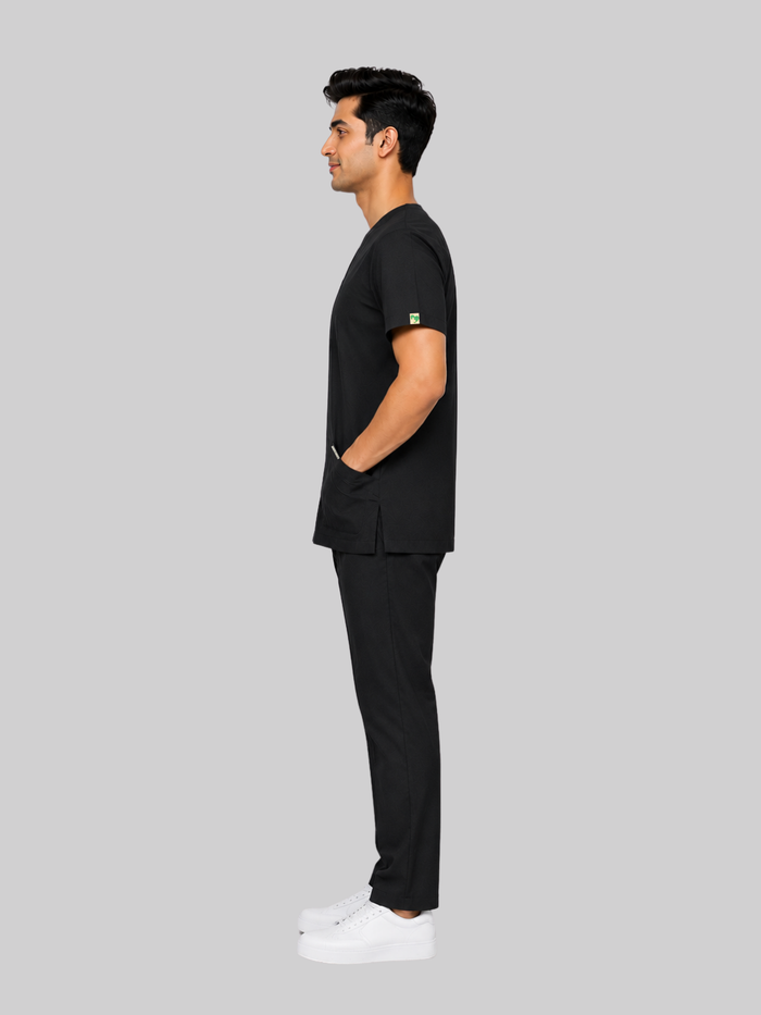 ONYX 4 POCKET V NECK MEN (BLACK) SCRUB