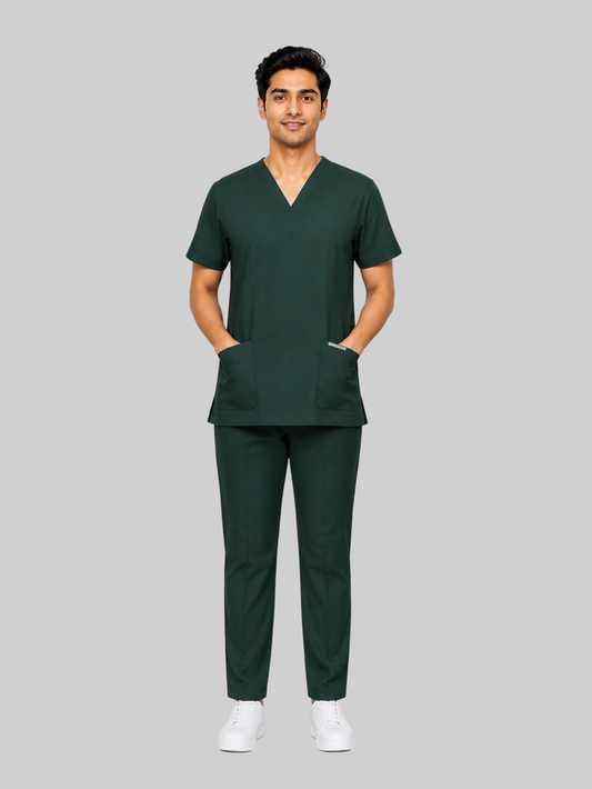 ONYX 4 POCKET V NECK MEN (BOTTLE GREEN) SCRUB