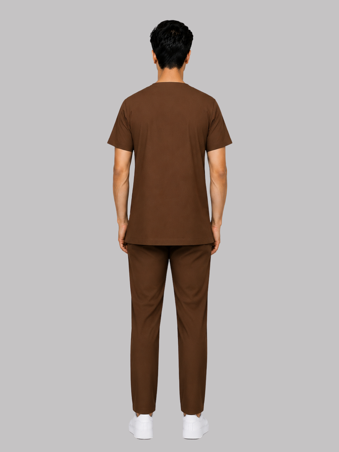 ONYX 4 POCKET V NECK MEN (BROWN) SCRUB