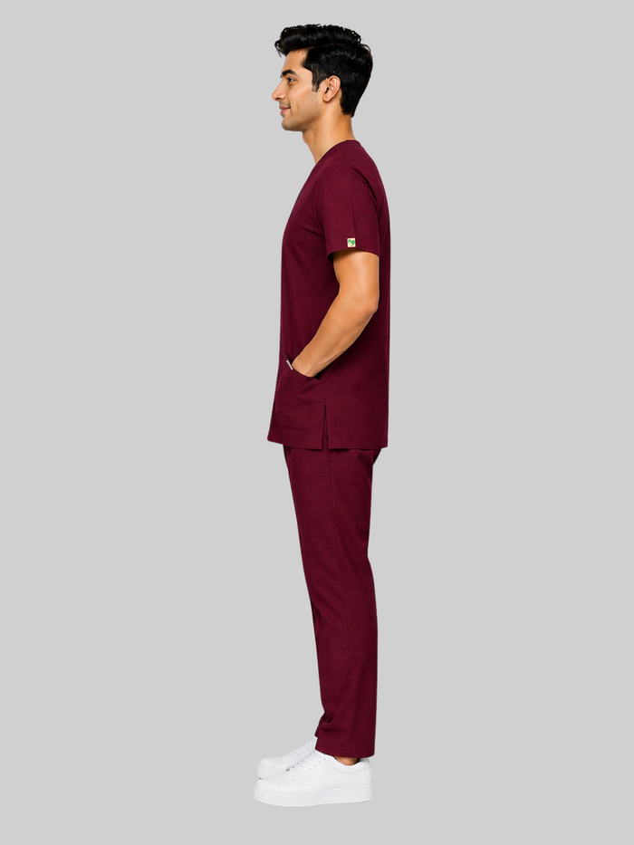 ONYX 4 POCKET V NECK MEN (MAROON) SCRUB