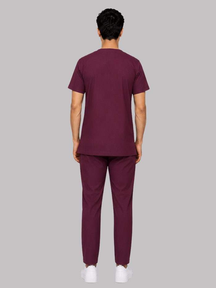 ONYX 4 POCKET V NECK MEN (WINE) SCRUB