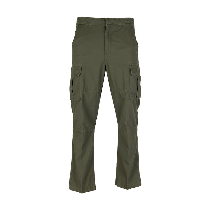 Men's olive cargo pants with side cargo pockets and relaxed straight leg