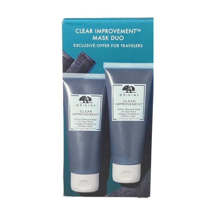 ORIGINS Clear Improvement Mask Duo Exclusive Offer For Traveler بكج اقنعة الفحم الثنائي من اورجنز الاصدار المحدود