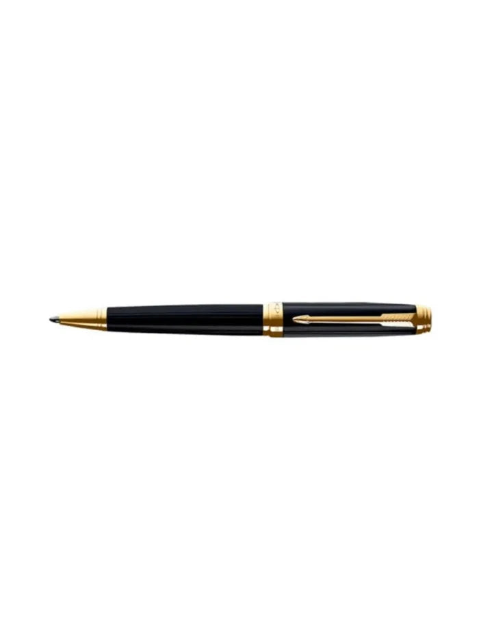 Parker Ambient Black Lacquer Gold Trim Ballpoint Pen Medium Nib With Notebook