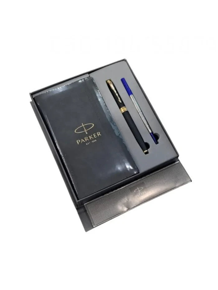 Parker Aster Matte Black Gold Trim Rollerball Pen Medium Nib With Notebook
