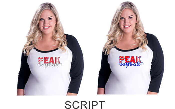 Peak Curvy Lady Raglan- 3 designs- Matte or Glitter