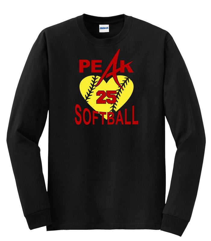 Peak Softball Adult Long Sleeve Tee - 2 Designs - Matte or Glitter