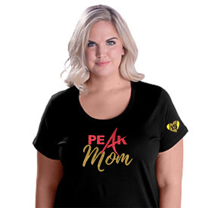 Peak Softball Mom Curvy Tee - Two Designs - Custom Number