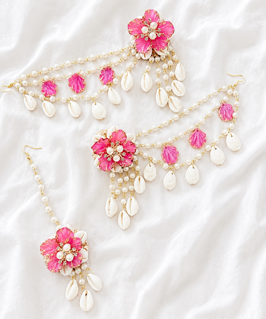 Pink Shells Earring Tikka Set ET001