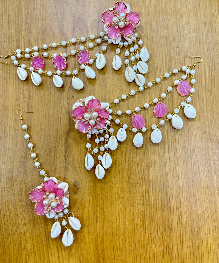 Pink Shells Earring Tikka Set ET001