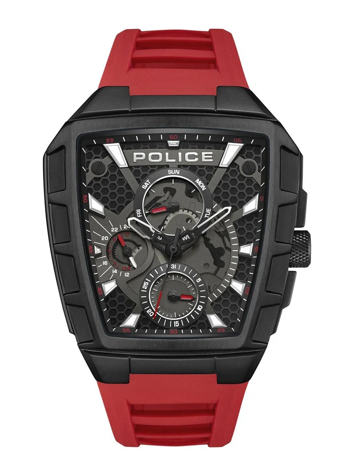 Police Asymmetric Black Dial Analog Watch With Silicone Strap - PLPEWGQ0056803