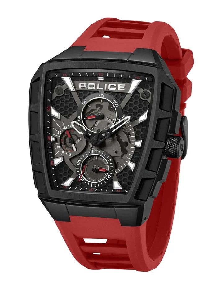 Police Asymmetric Black Dial Analog Watch With Silicone Strap - PLPEWGQ0056803