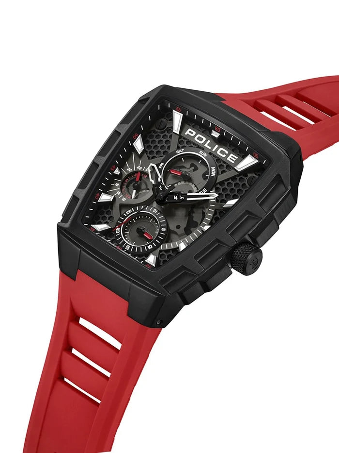 Police Asymmetric Black Dial Analog Watch With Silicone Strap - PLPEWGQ0056803