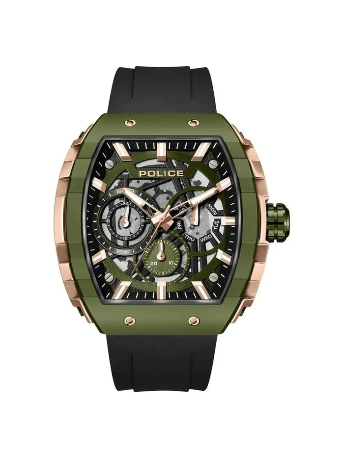 Police Round Black Dial Analog Watch - PLPEWGQ0063003