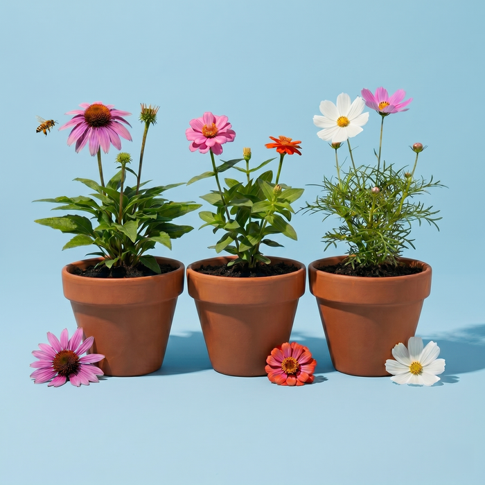 Pollinator Flower Grow Kit | Genuine Terracotta Pots (Set of 3)