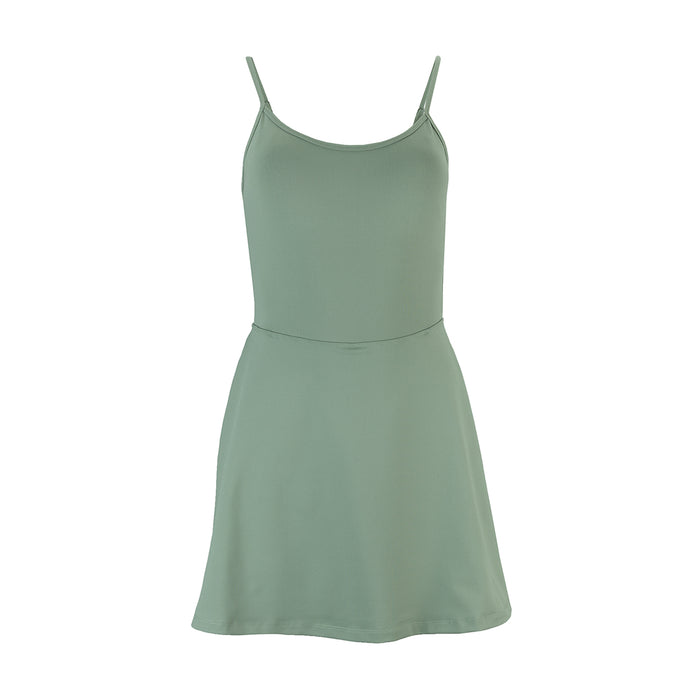 Women's sea spray A-line dress with spaghetti straps and fitted bodice