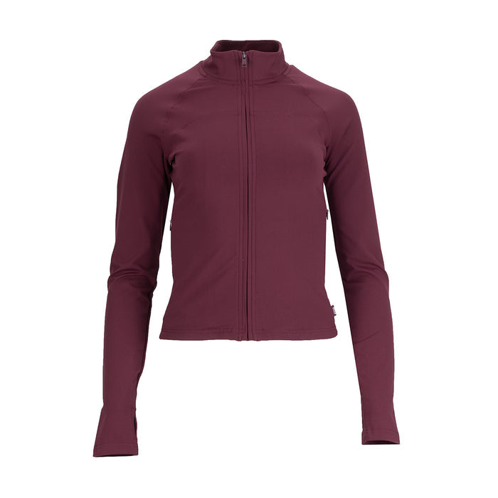 Women’s full-zip long-sleeve jacket in Windsor Wine, stand collar, slim fit
