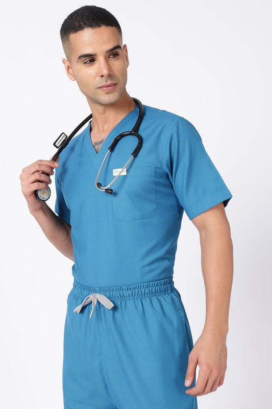Prime - Men's V-Neck Scrub - 7 Pocket - Teal Blue