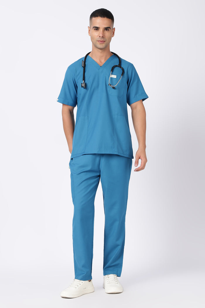Prime - Men's V-Neck Scrub - 7 Pocket - Teal Blue