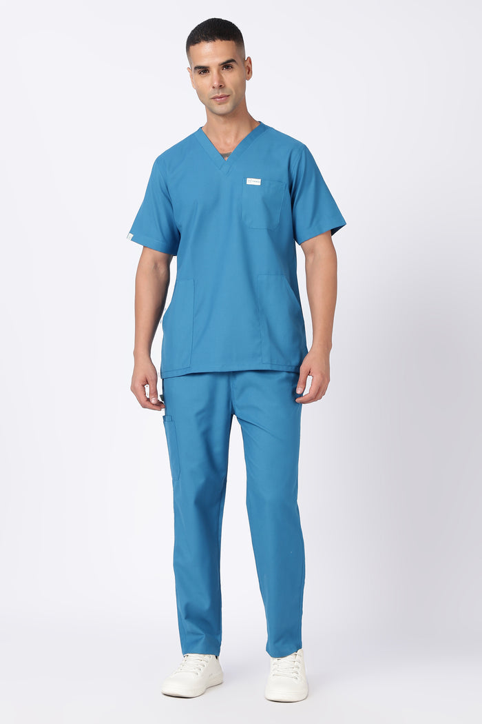 Prime - Men's V-Neck Scrub - 7 Pocket - Teal Blue