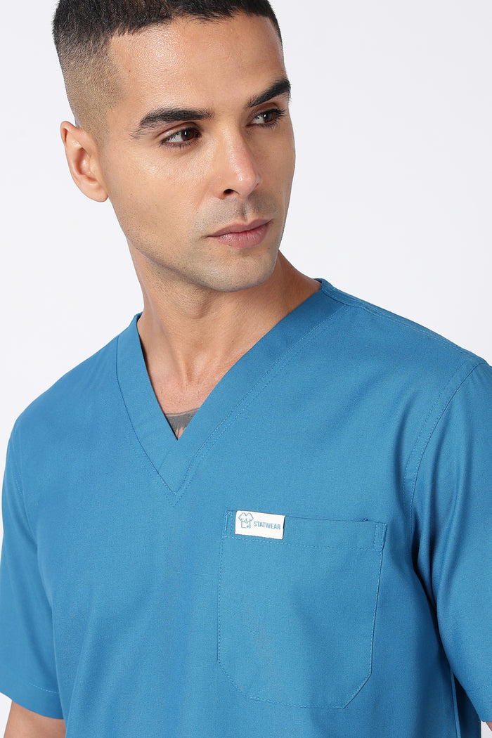 Prime - Men's V-Neck Scrub - 7 Pocket - Teal Blue