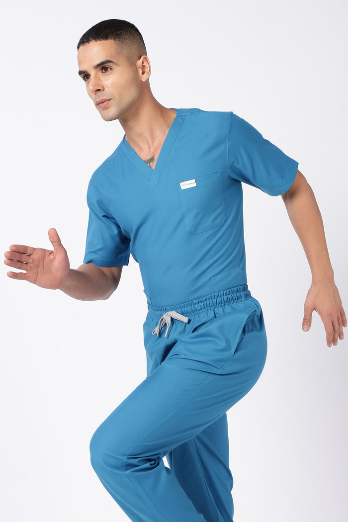 Prime - Men's V-Neck Scrub - 7 Pocket - Teal Blue