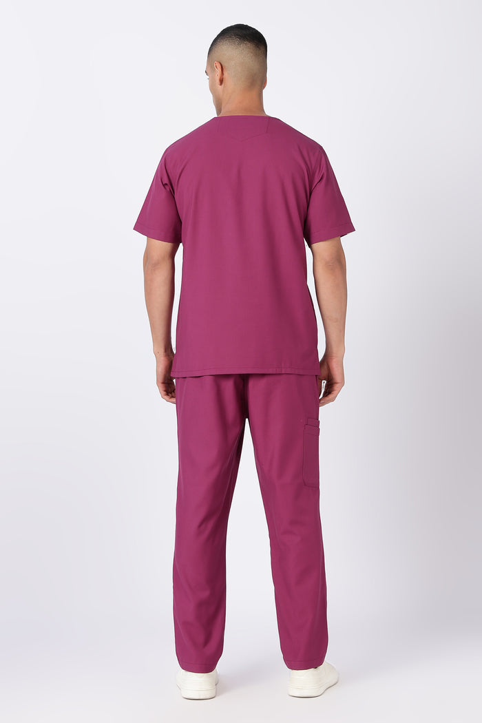 Prime - Men's V-Neck Scrub - 7 Pocket - Wine Berry