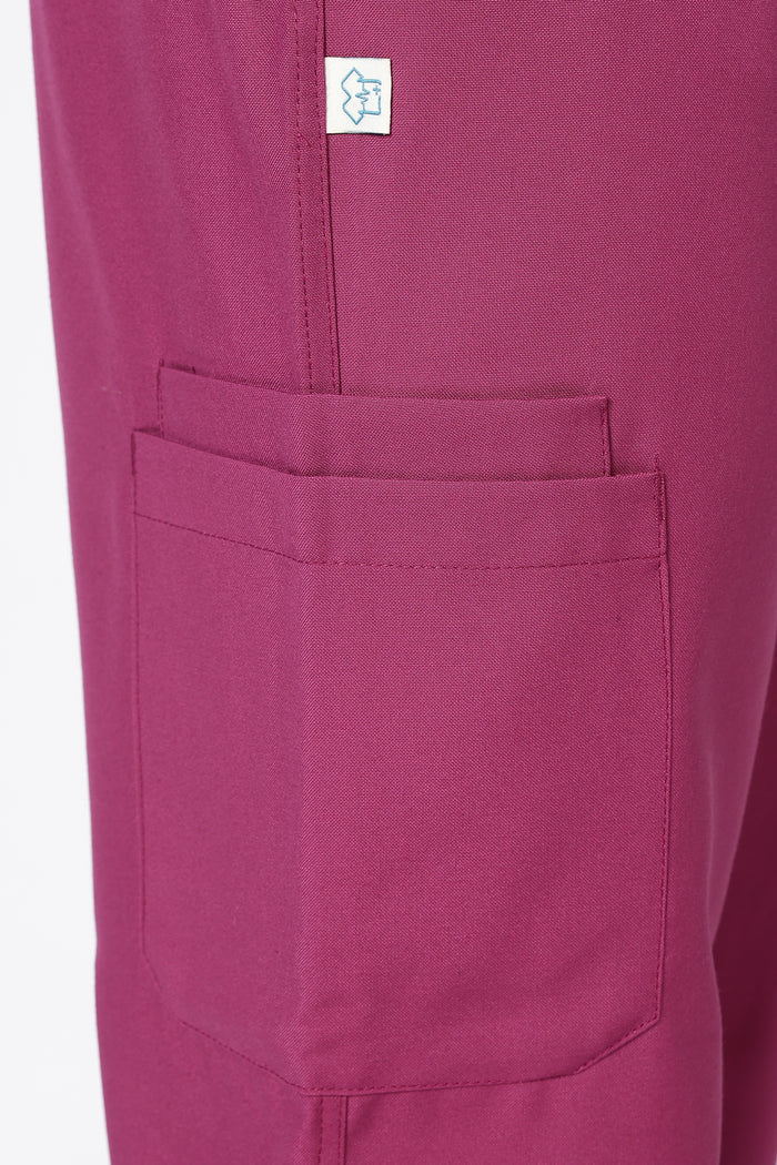 Prime - Men's V-Neck Scrub - 7 Pocket - Wine Berry