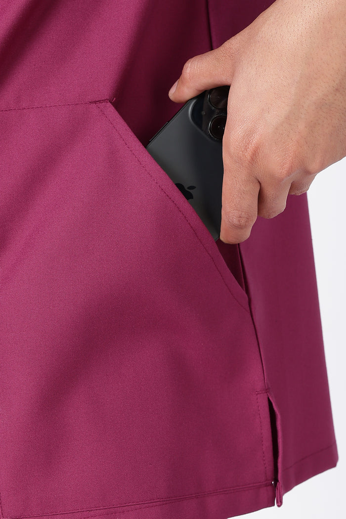 Prime - Men's V-Neck Scrub - 7 Pocket - Wine Berry