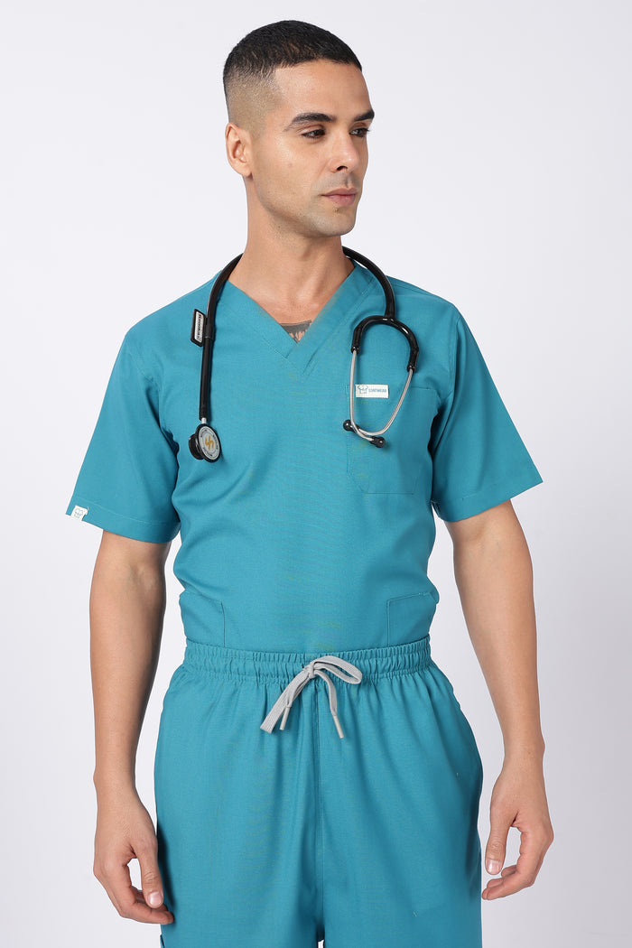 Prime – Men's V-Neck Scrub - 7 Pocket - Aqua