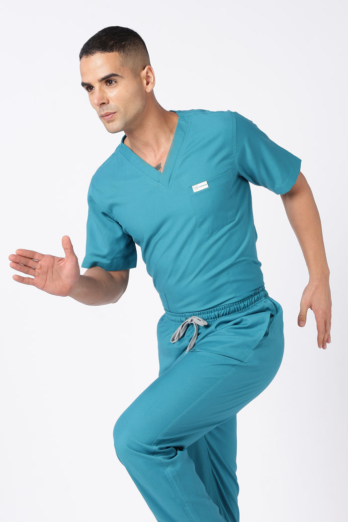 Prime – Men's V-Neck Scrub - 7 Pocket - Aqua