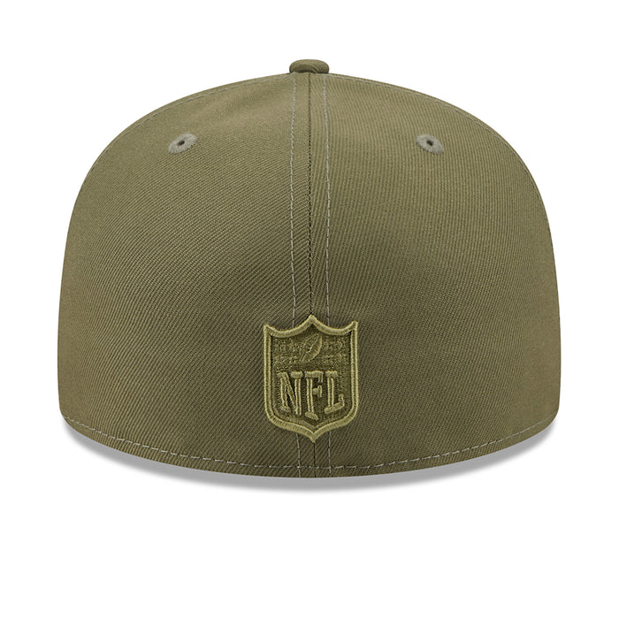 New Olive baseball cap with embroidered NFL shield on back, curved brim