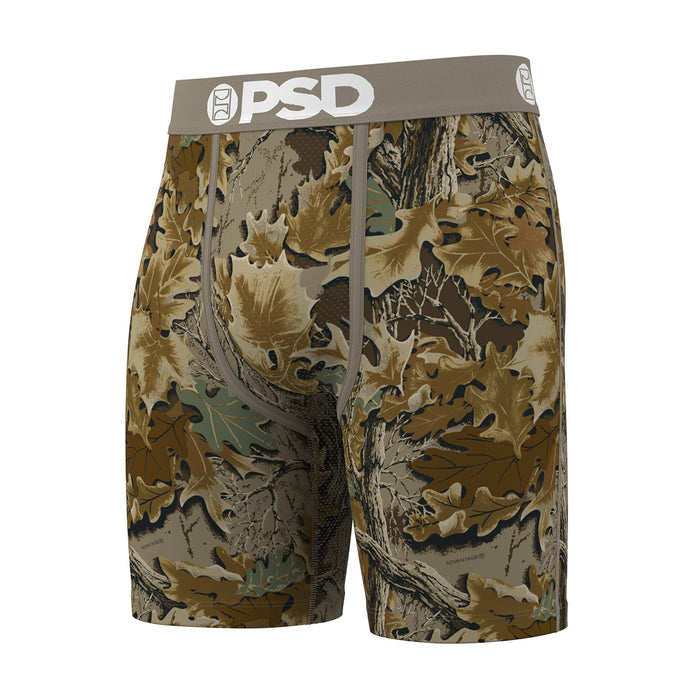 Men's Realtree camo boxer briefs, elastic PSD waistband, front centered