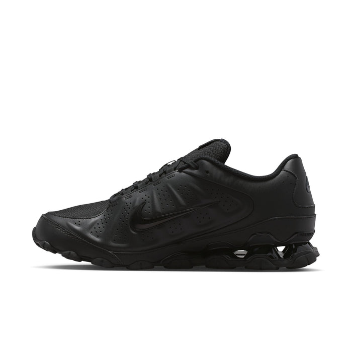 Men's black Nike athletic sneaker with perforations and molded midfoot overlays