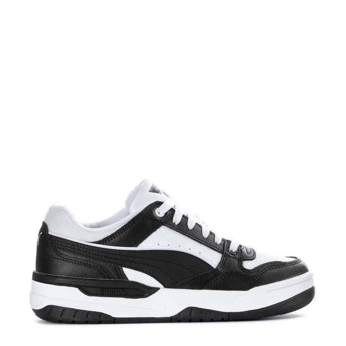 Youth low-top sneakers, black with white panels and laces