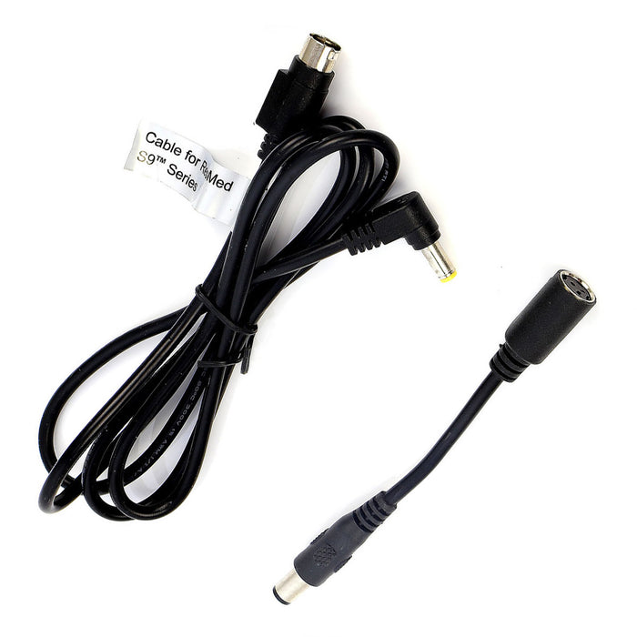 Black power cable with connectors on a white background