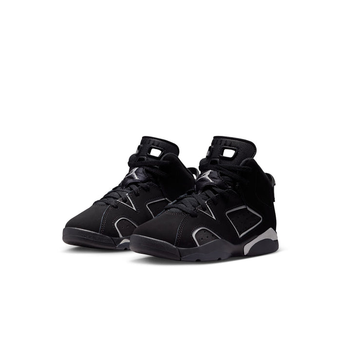 Kids black high-top sneakers with velcro ankle strap and contrast gray midsoles