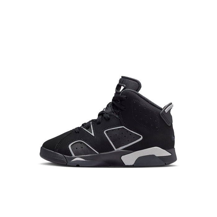 Kids black high-top sneakers with velcro strap and gray/white side panel