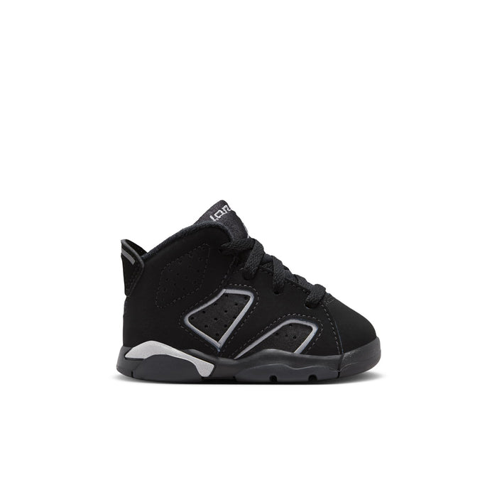Black toddler low-top sneaker with lace-up, side panel details, and chunky sole