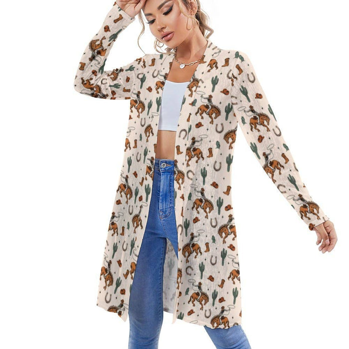 BAHA RANCH WESTERN WEAR rodeo cowboy lightweight cardigan sweater, with western-inspired design and casual fit, front view.