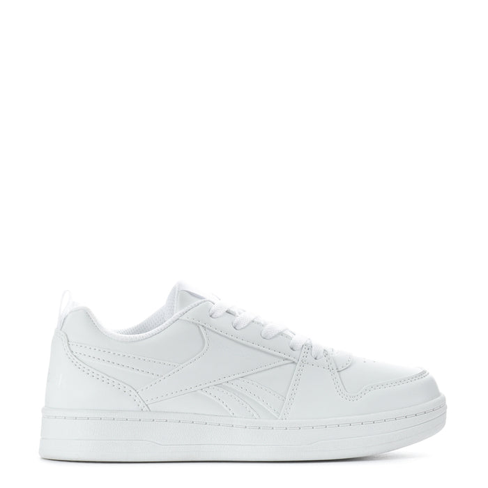 Kids' white low-top sneakers with lace-up front