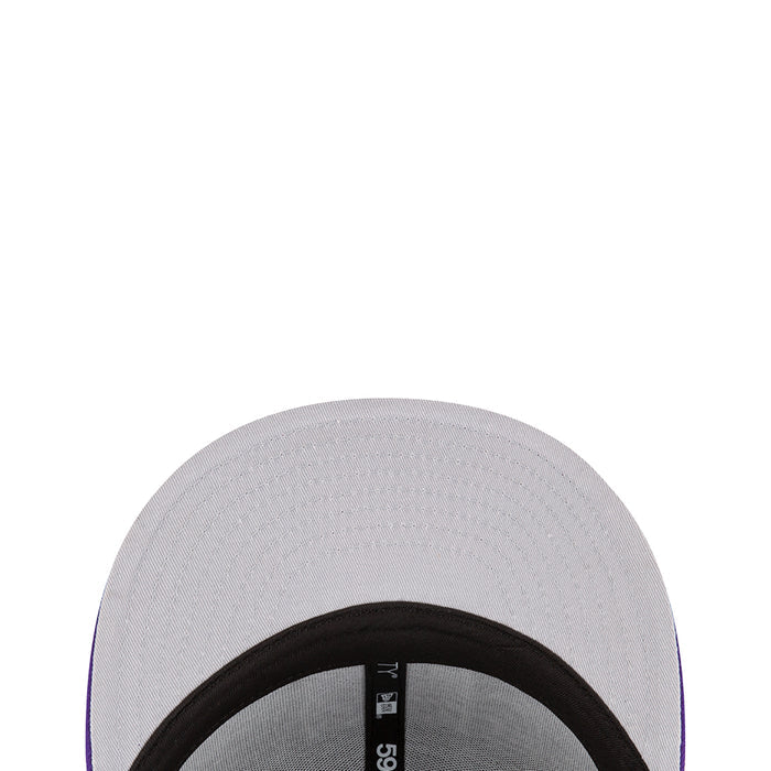 Light gray two-tone cap with black inner brim and purple side stripe