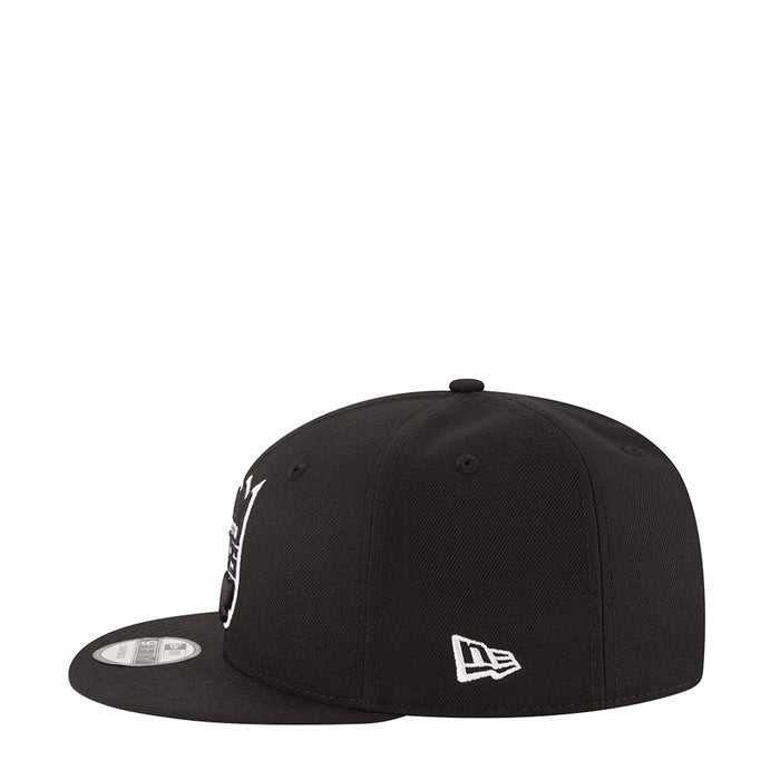 Black baseball cap with New Era flag logo on front panel